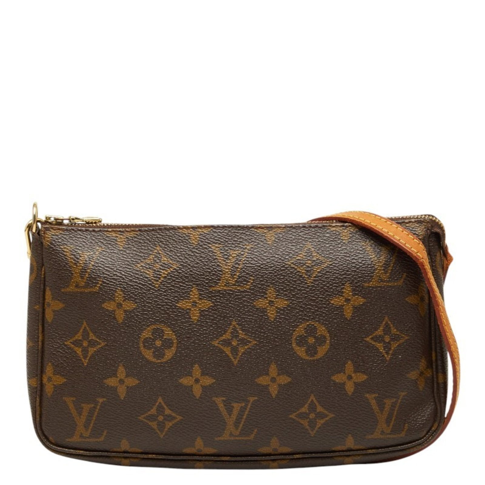 PVC leather handbag pochette shoulder bag Louis Vuitton: PVC leather handbag pochette shoulder bag Louis Vuitton PVC leather handbag pochette shoulder bag from Louis Vuitton, featuring a distinctive brown color and compact size. Made with PVC and leather ma