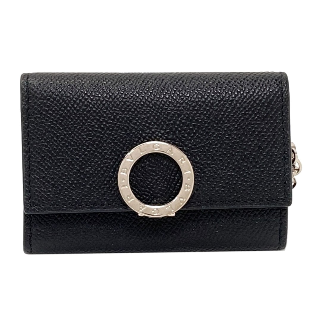 Bvlgari Key Holder Leather: Bvlgari Key Holder Leather Black leather key holder from BVLGARI, featuring a sleek and sophisticated design. This stylish accessory showcases the brand's signature style with its high-quality