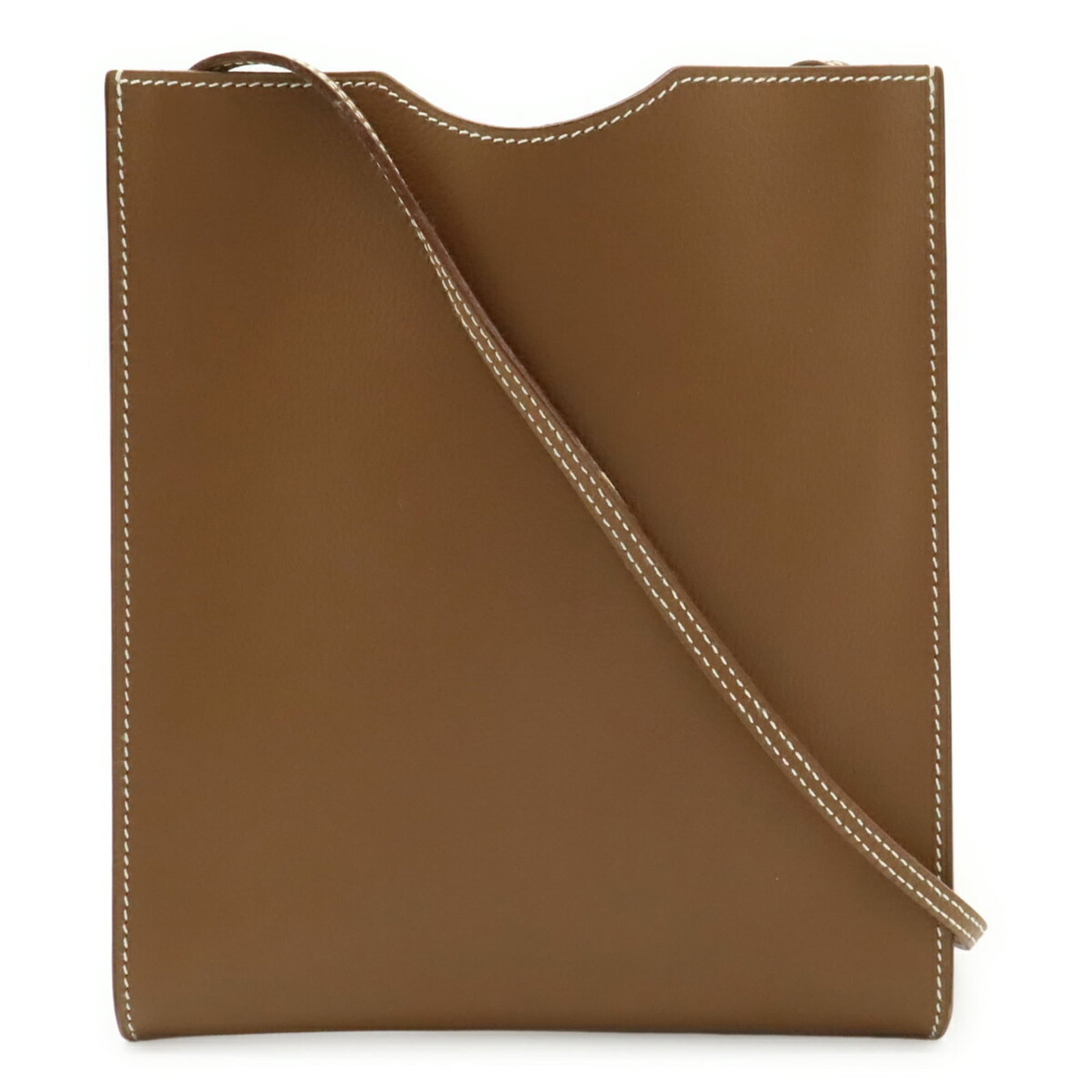 Shoulder bag leather pochette Hermes: Shoulder bag leather pochette Hermes This brown leather shoulder bag features the iconic Onimaitou design from Hermes, with clean lines and classic style. Made from high-quality leather, its compact s