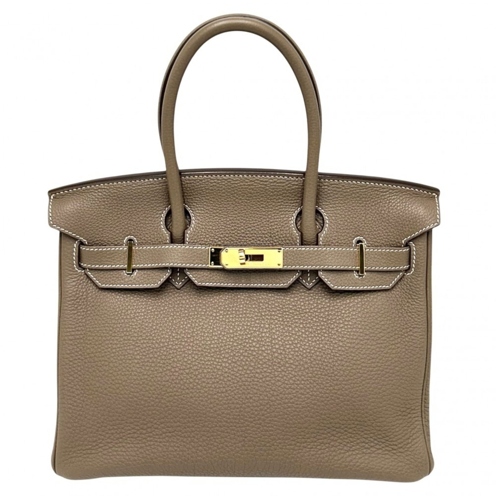 Hermes Handbag Togo Leather: Hermes Handbag Togo Leather Togo leather handbag from Herm?s, featuring a timeless design with clean lines and classic style. The Etoupe gray color provides a sophisticated backdrop for everyday use. 