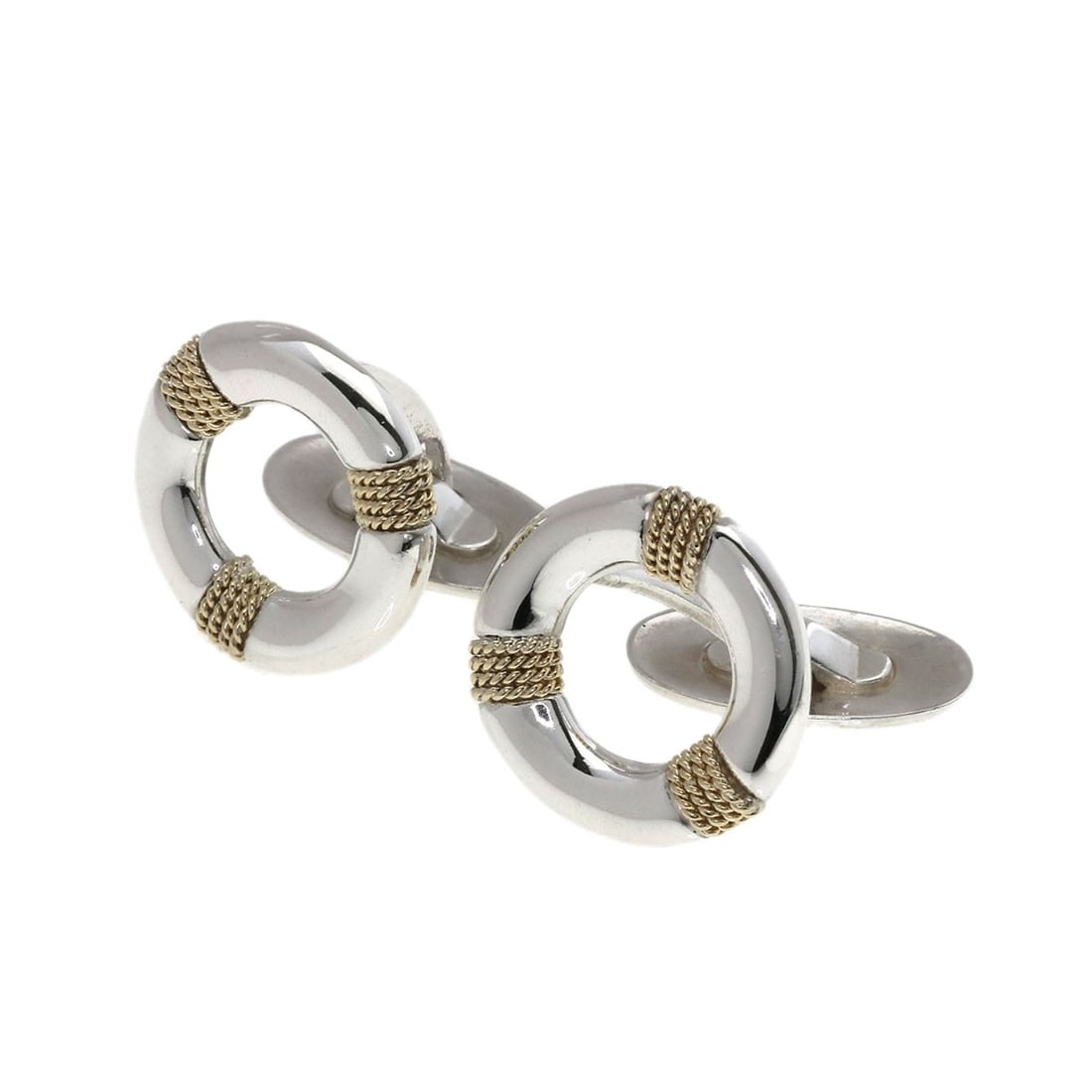 Circle Cuffs Tiffany&Co. Silver 18K Yellow Gold: Circle Cuffs Tiffany&Co. Silver 18K Yellow Gold Silver Circle Cuffs from Tiffany&Co. in 18K Yellow Gold, bearing the iconic brand's signature style and craftsmanship. Made from high-quality silver, th