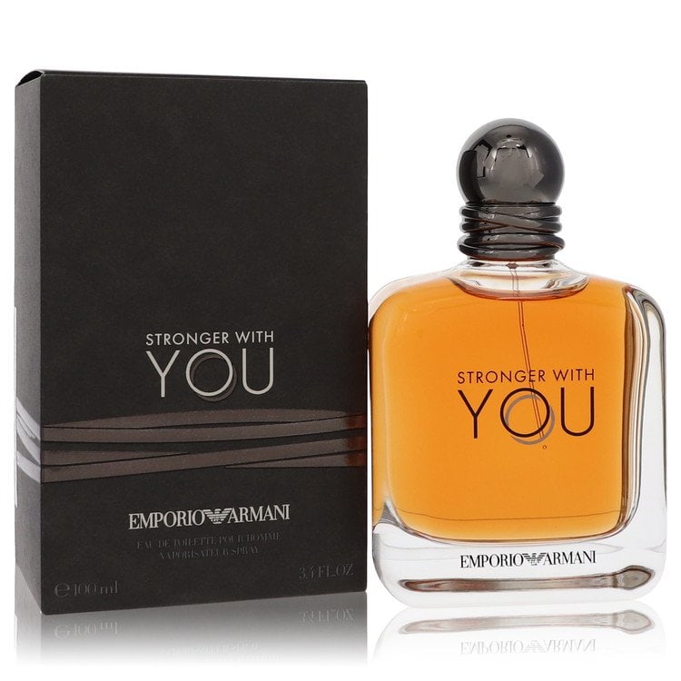 Stronger With You by Giorgio Armani Eau De Toilette Spray 3.4 oz: Stronger With You by Giorgio Armani Eau De Toilette Spray 3.4 oz Stronger With You by Giorgio Armani Eau De Toilette Spray offers a delightful and sensual blend of violet leaves, cardamom, and pink pe