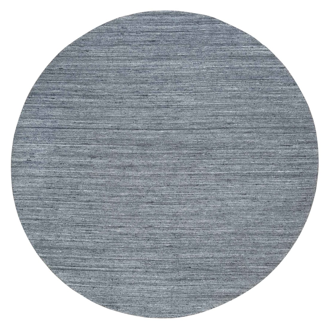 10'x10' Arsenic Gray Wool Modern Striae Round Hand Loomed Oriental Rug: 10'x10' Arsenic Gray Wool Modern Striae Round Hand Loomed Oriental Rug The Arsenic Gray Wool Modern Striae Round Hand Loomed Oriental Rug boasts a striking, modern aesthetic with its subtle grey tone 