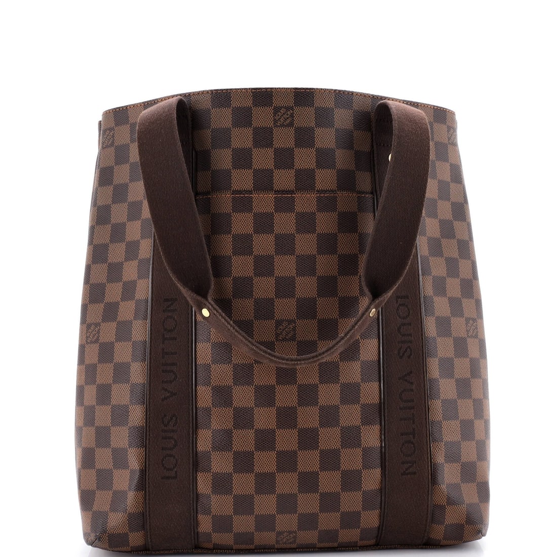 Louis Vuitton Cabas Beaubourg Damier: Louis Vuitton Cabas Beaubourg Damier Brown Louis Vuitton Cabas Beaubourg Damier tote features canvas-coated exterior with minor cracking on side opening edges and edge wear, accompanied by scuffs and 