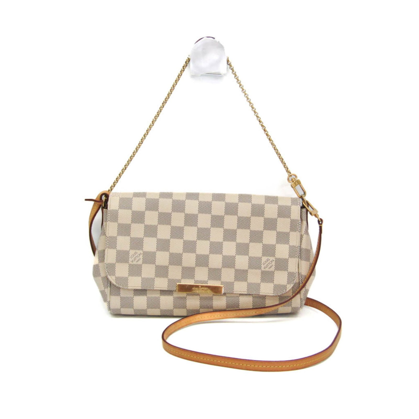 Louis Vuitton Handbag Shoulder Bag Damier Azur: Louis Vuitton Handbag Shoulder Bag Damier Azur Damier Azur, the iconic Louis Vuitton print, takes center stage in this Favorite MM shoulder bag. With its signature flap closure and open pocket, this s