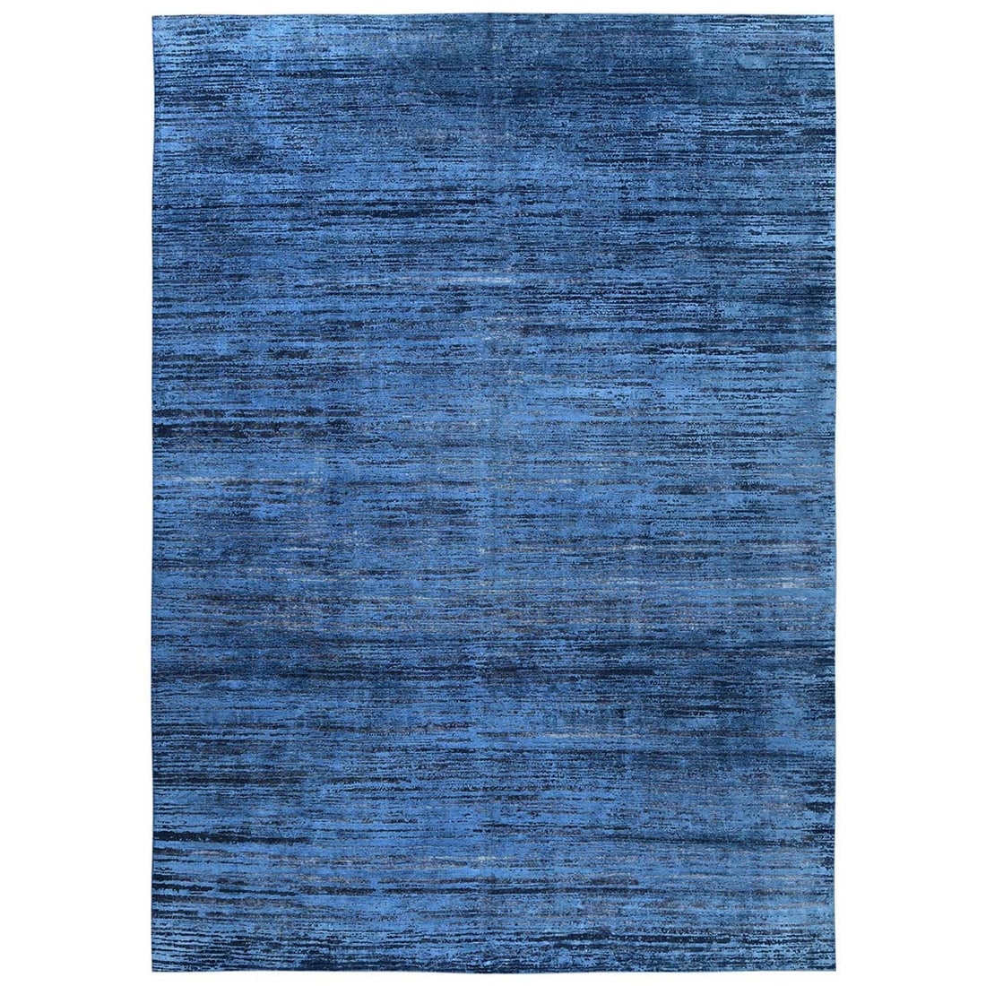 9'10"x13'8" Blue Overdyed Wool with Distressed Oxidized Pile Hand Knotted: 9'10"x13'8" Blue Overdyed Wool with Distressed Oxidized Pile Hand Knotted 9'10" x 13'8" Blue Overdyed Wool with Distressed Oxidized Pile Hand Knotted Rug. This stunning, hand-knotted wool rug boasts a