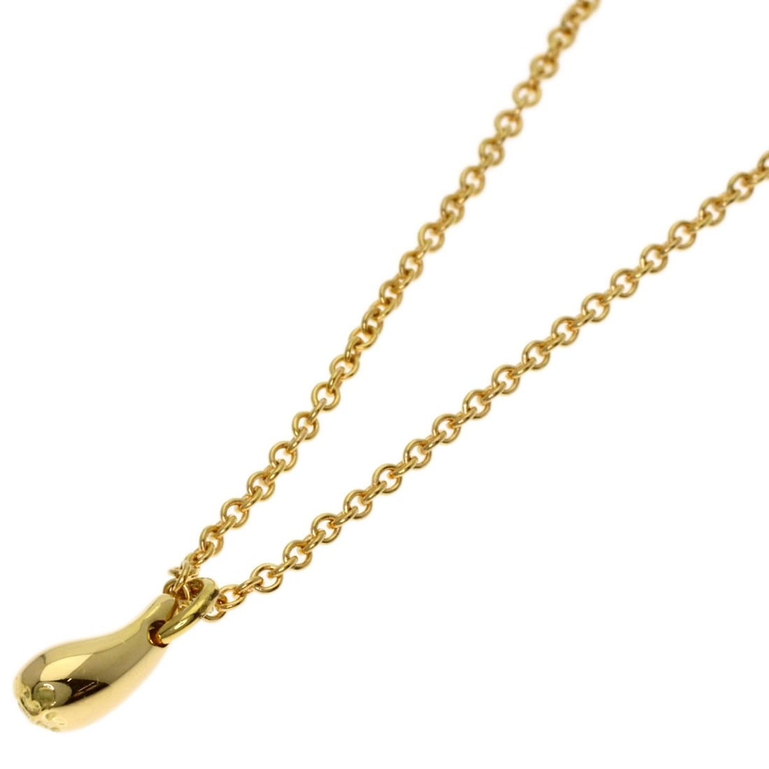 Tiffany Co Teardrop Necklace Yellow Gold: Tiffany Co Teardrop Necklace Yellow Gold K18 Yellow Gold teardrop necklace from Tiffany & Co. features a striking gold design with no main stone, measuring 16.1 inches in length. This elegant necklace