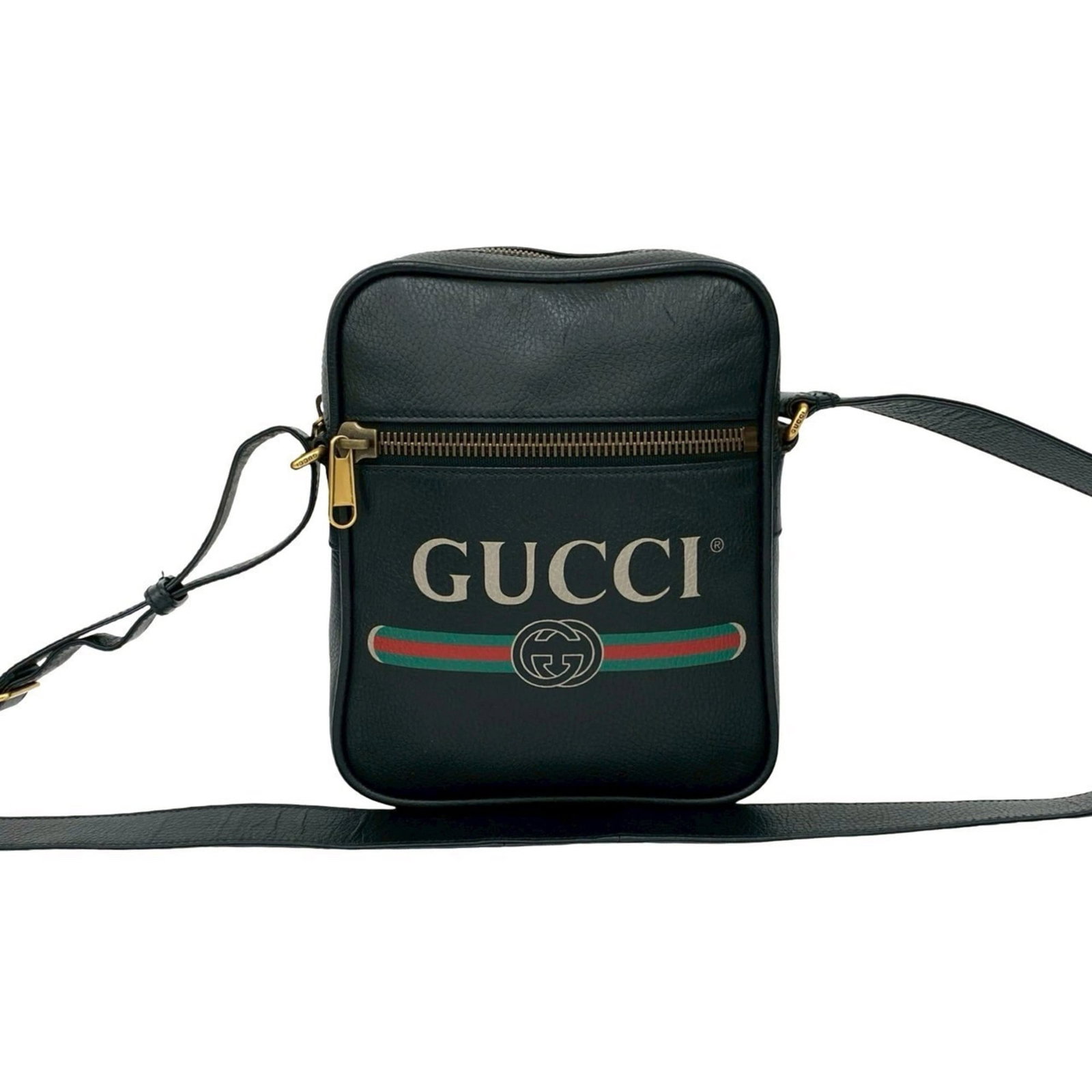 Bag messenger leather pochette shoulder Gucci: Bag messenger leather pochette shoulder Gucci This Gucci messenger bag features a sleek design with a black, green, and red color option. Made from high-quality leather, the pochette-style shoulder ba