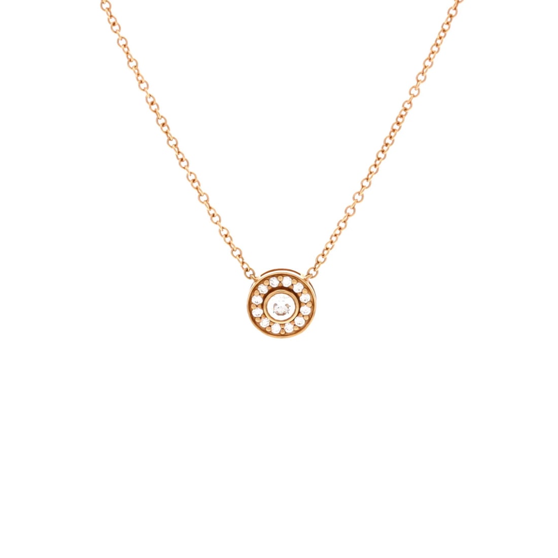 Tiffany & Co. Circlet Pendant Necklace 18K Rose Gold with Diamonds Mini: Tiffany & Co. Circlet Pendant Necklace 18K Rose Gold with Diamonds Mini Tiffany & Co.'s Circlet Pendant Necklace in 18K Rose Gold with Diamonds Miniature is a stunning piece featuring a delicate, rose