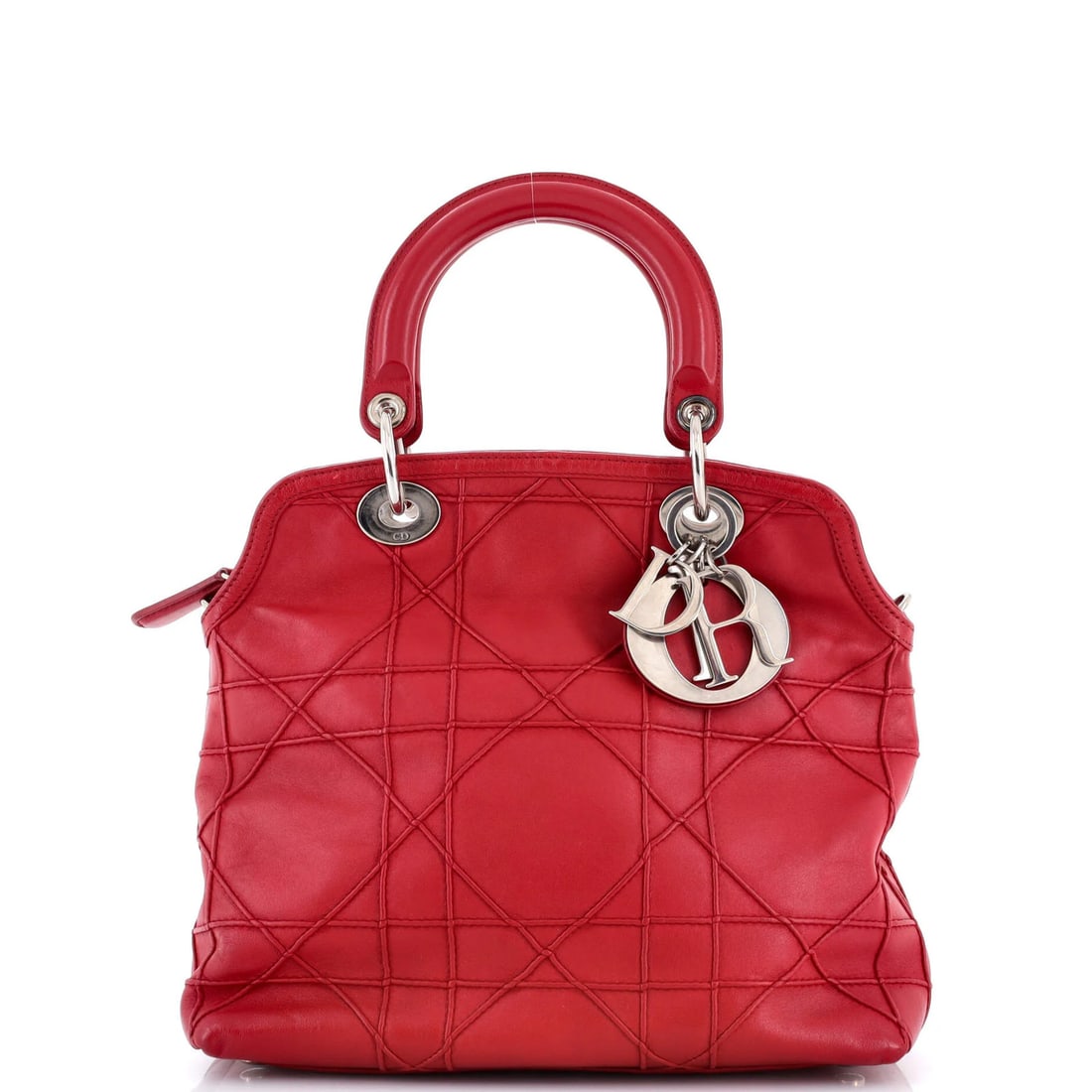 Small Christian Dior Leather Quilt Cannage Satchel (1 of 6)