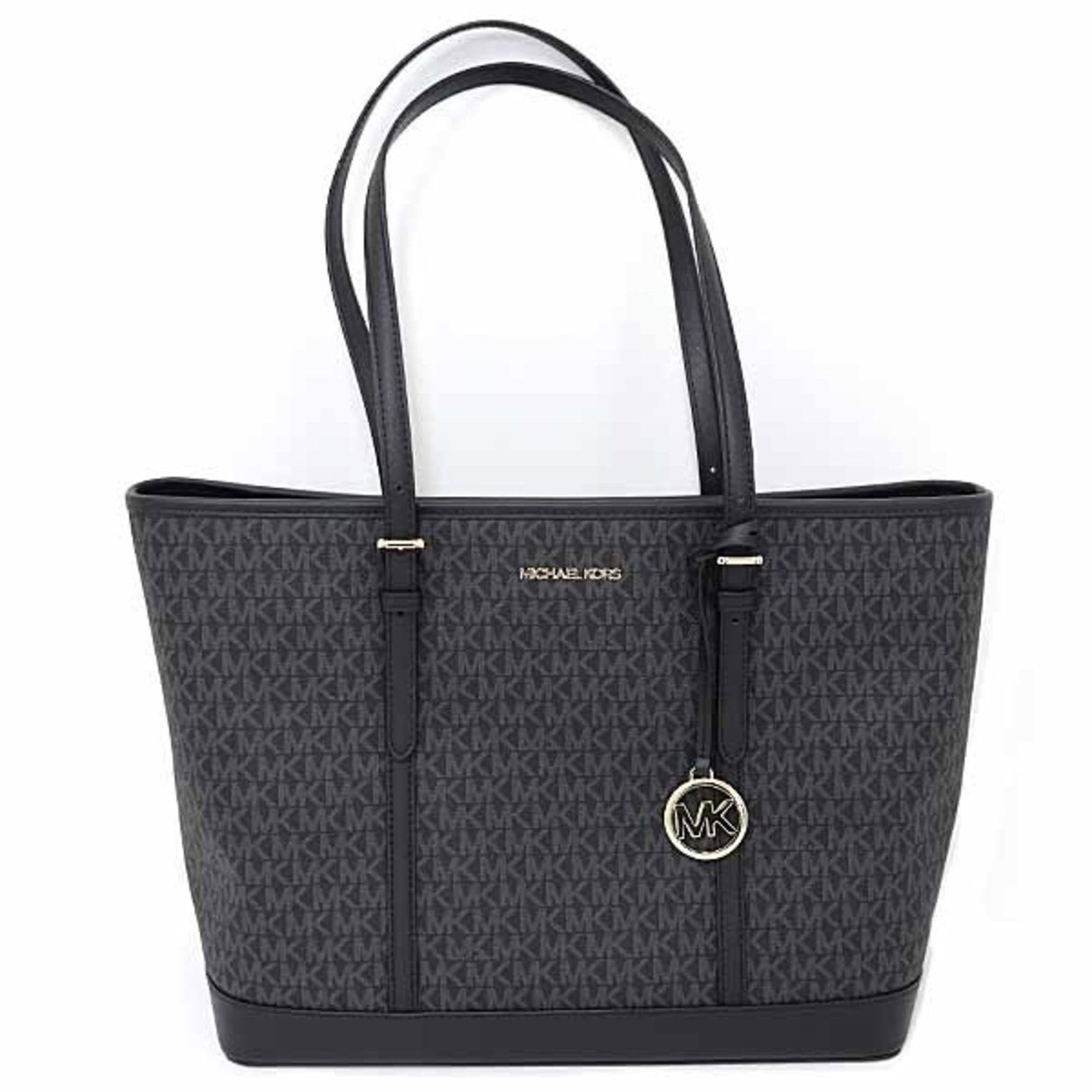 Kors Weekend Michael: Kors Weekend Michael The Michael Kors Jet Set Weekend bag boasts sleek black leather and gold hardware, adding a touch of sophisticated elegance to any outfit. Measuring 29cm x 44cm x 16cm, it feature