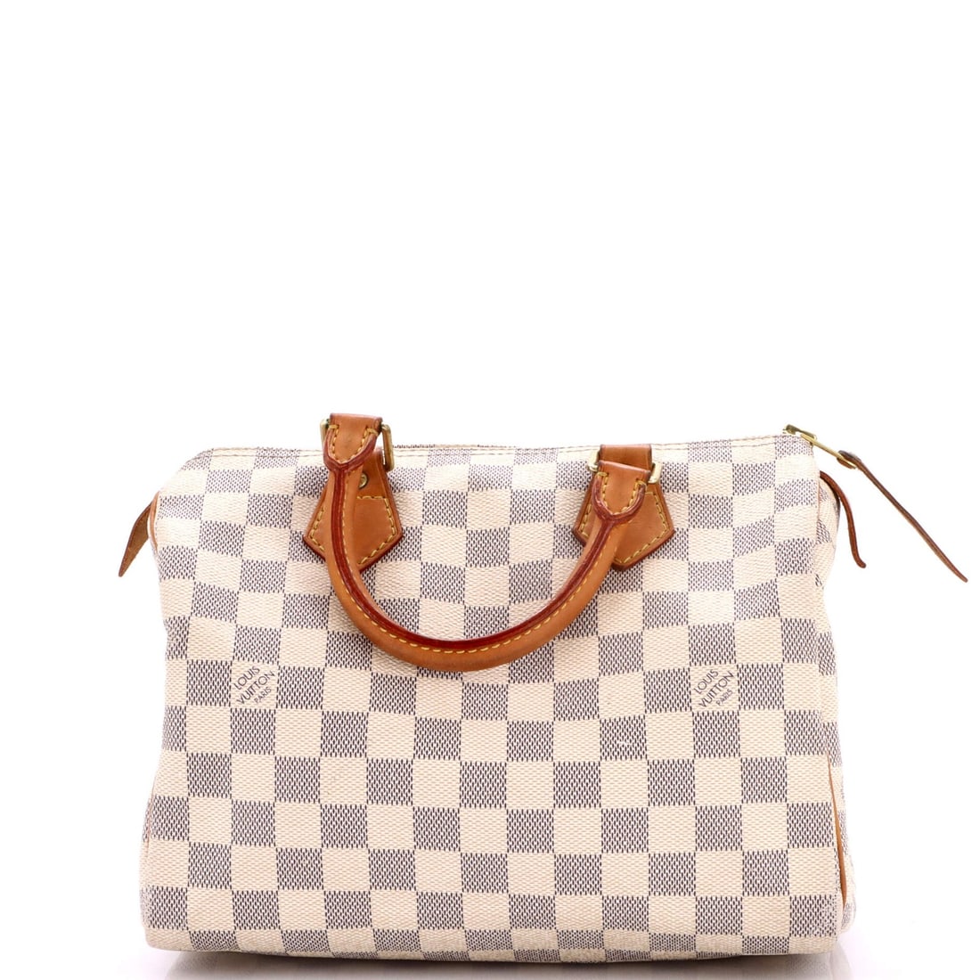 Vuitton Speedy Louis Handbag Damier: Vuitton Speedy Louis Handbag Damier White Louis Vuitton Speedy Louis Handbag Damier, featuring canvas coated exterior with neutral interior and gold hardware. The classic top handle design measures 25
