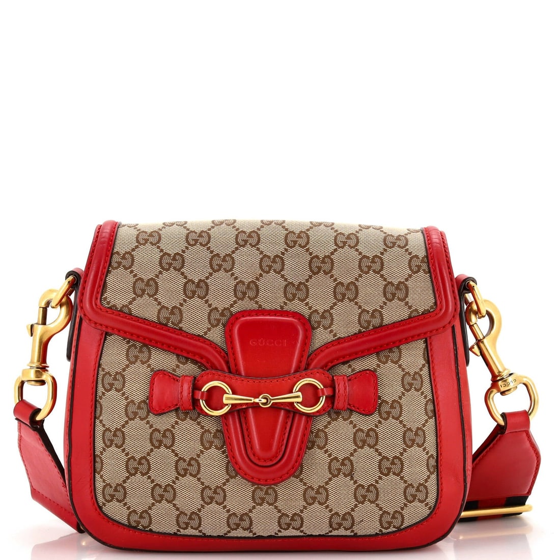 Gucci Web Canvas GG Lady Medium Shoulder Bag: Gucci Web Canvas GG Lady Medium Shoulder Bag Brown Gucci Web Canvas GG Lady Medium Shoulder Bag with Leather and Canvas Construction, Measuring 7" Height, 9.5" Width, and 3" Depth, Features a Neutral 