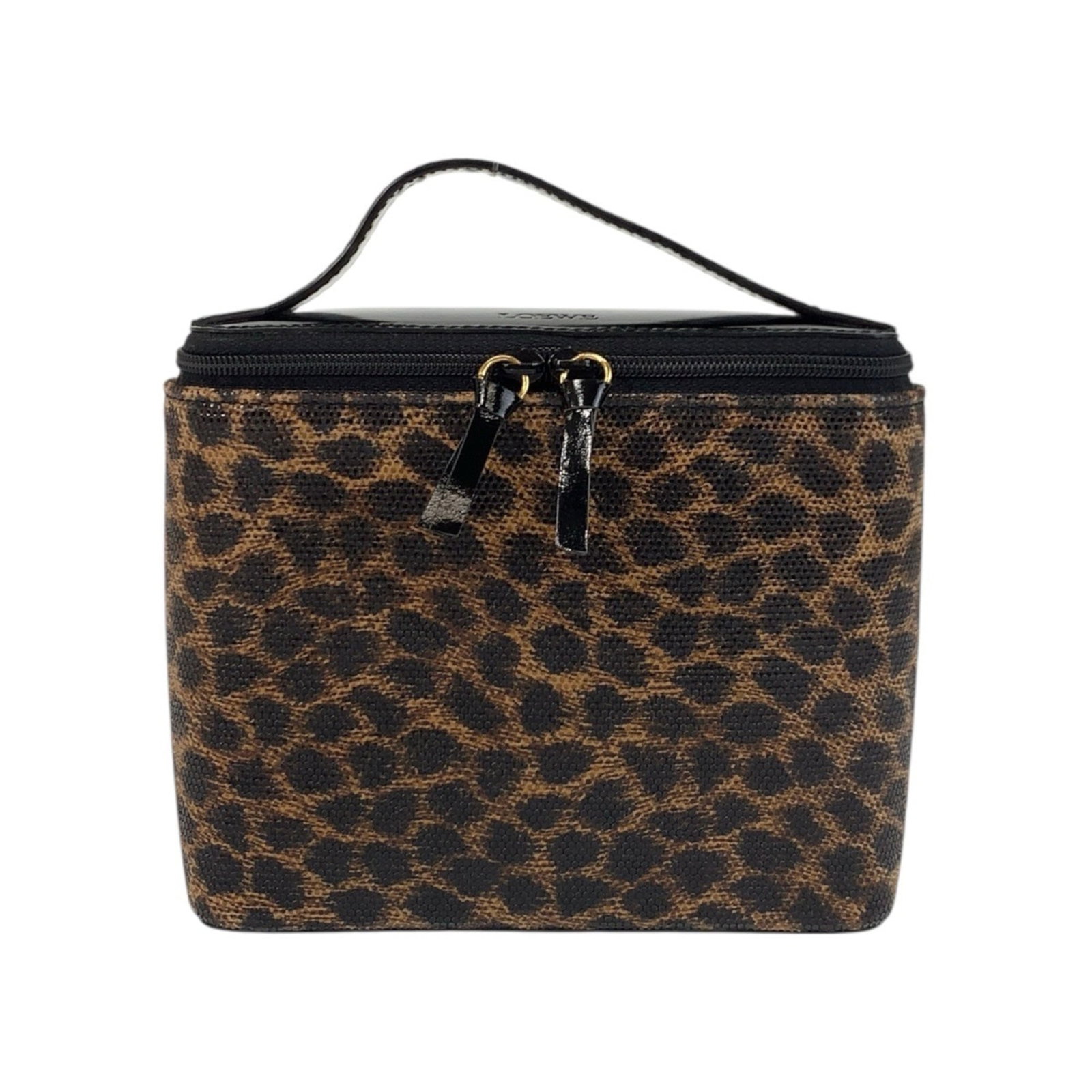 Handbag Leather Pvc Vanity Loewe Bag: Handbag Leather Pvc Vanity Loewe Bag Black and Brown Leather Pvc Loewe Vanity Bag. This handbag features PVC and leather materials, with enamel leather details in black and brown colors. Measuring 13c