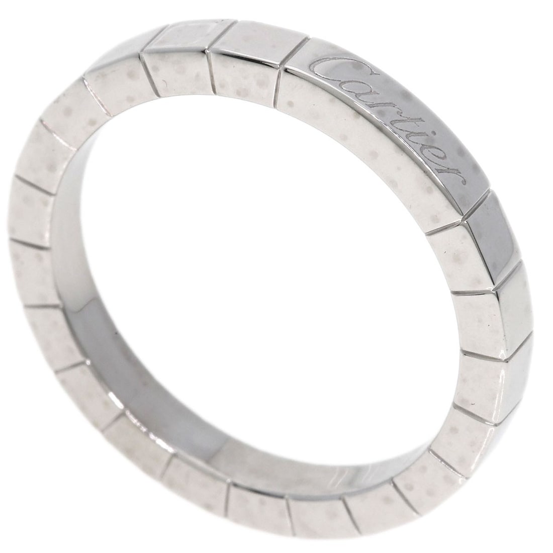 K18 White Gold Cartier Ring # 58: K18 White Gold Cartier Ring # 58 K18 White Gold Cartier Ring #58 boasts a sleek, silver metal exterior crafted from high-quality K18 gold. This elegant ring features no main stone, allowing the focus 