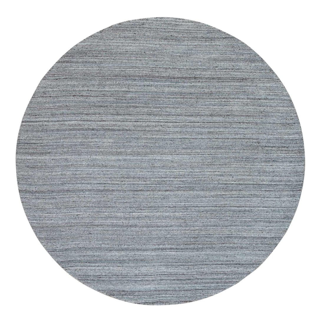 8'x8' Gray Modern Striae Design All Wool Hand Loomed Round Oriental Rug: 8'x8' Gray Modern Striae Design All Wool Hand Loomed Round Oriental Rug The 8'x8' Gray Modern Striae Design All Wool Hand Loomed Round Oriental Rug boasts a striking modern design with subtle gray ton