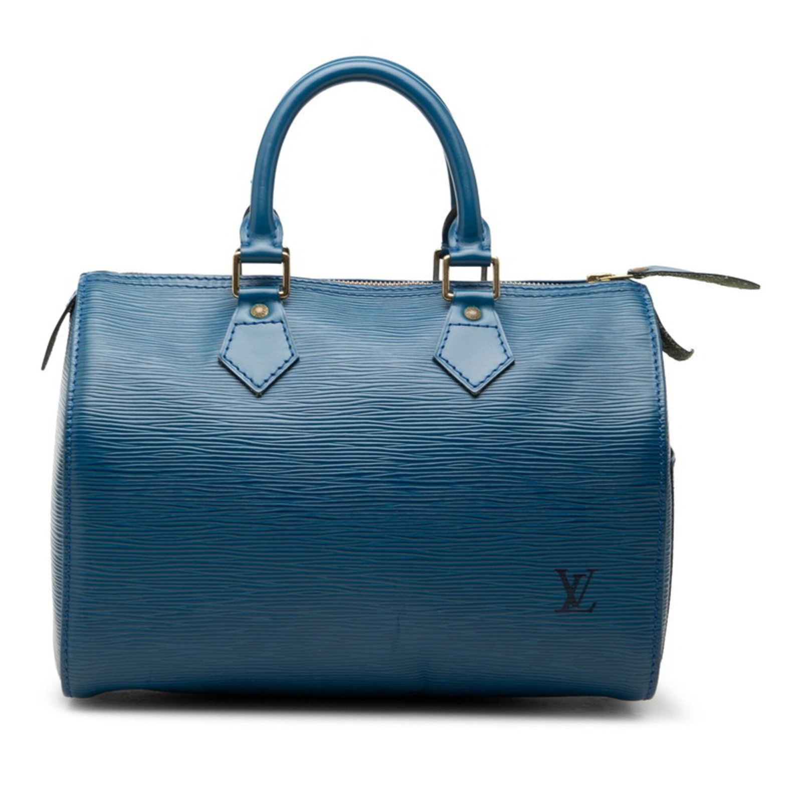 Handbag Leather Louis Vuitton Boston: Handbag Leather Louis Vuitton Boston Toledo blue leather Louis Vuitton Boston bag, available in a compact 20cm x 27.5cm x 15cm size. This iconic style features the signature Epi monogram pattern and i