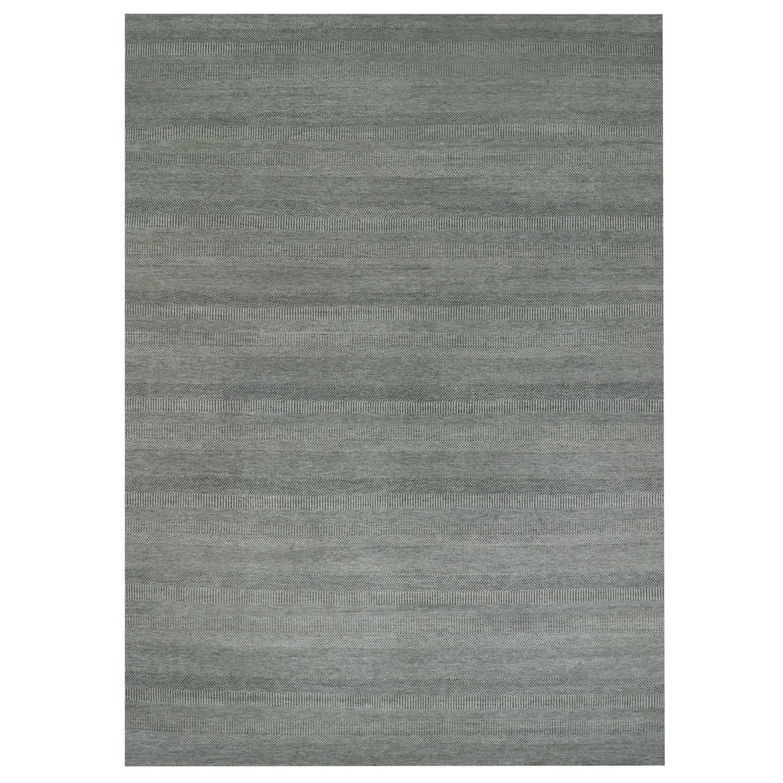 14'x18'1" Cloud Gray Grass Design Undyed Wool Hand Knotted Oversized Rug: 14'x18'1" Cloud Gray Grass Design Undyed Wool Hand Knotted Oversized Rug The Cloud Gray Grass Design Undyed Wool Hand Knotted Oversized Rug boasts an impressive 14'x18'1" rectangular field with a subt