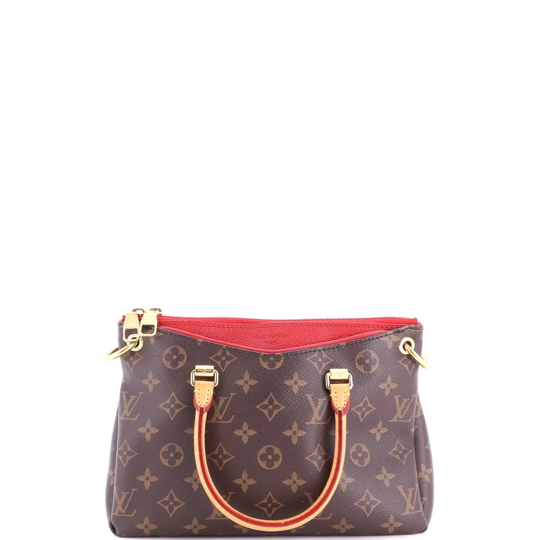 Louis Vuitton Pallas Tote Monogram Canvas with Leather BB: Louis Vuitton Pallas Tote Monogram Canvas with Leather BB Brown Louis Vuitton Pallas Tote Monogram Canvas with Leather BB features a classic shoulder bag design, measuring 7" in height and 10" in widt