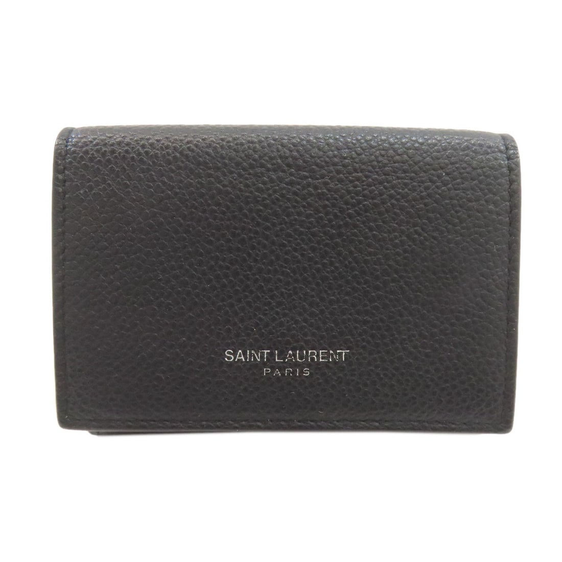 Tri Fold Wallet Saint Laurent With Leather Coin Pocket Bifold: Tri Fold Wallet Saint Laurent With Leather Coin Pocket Bifold Black leather bifold wallet with coin pocket from Saint Laurent, featuring a classic design and sleek black exterior. The tri-fold layout 