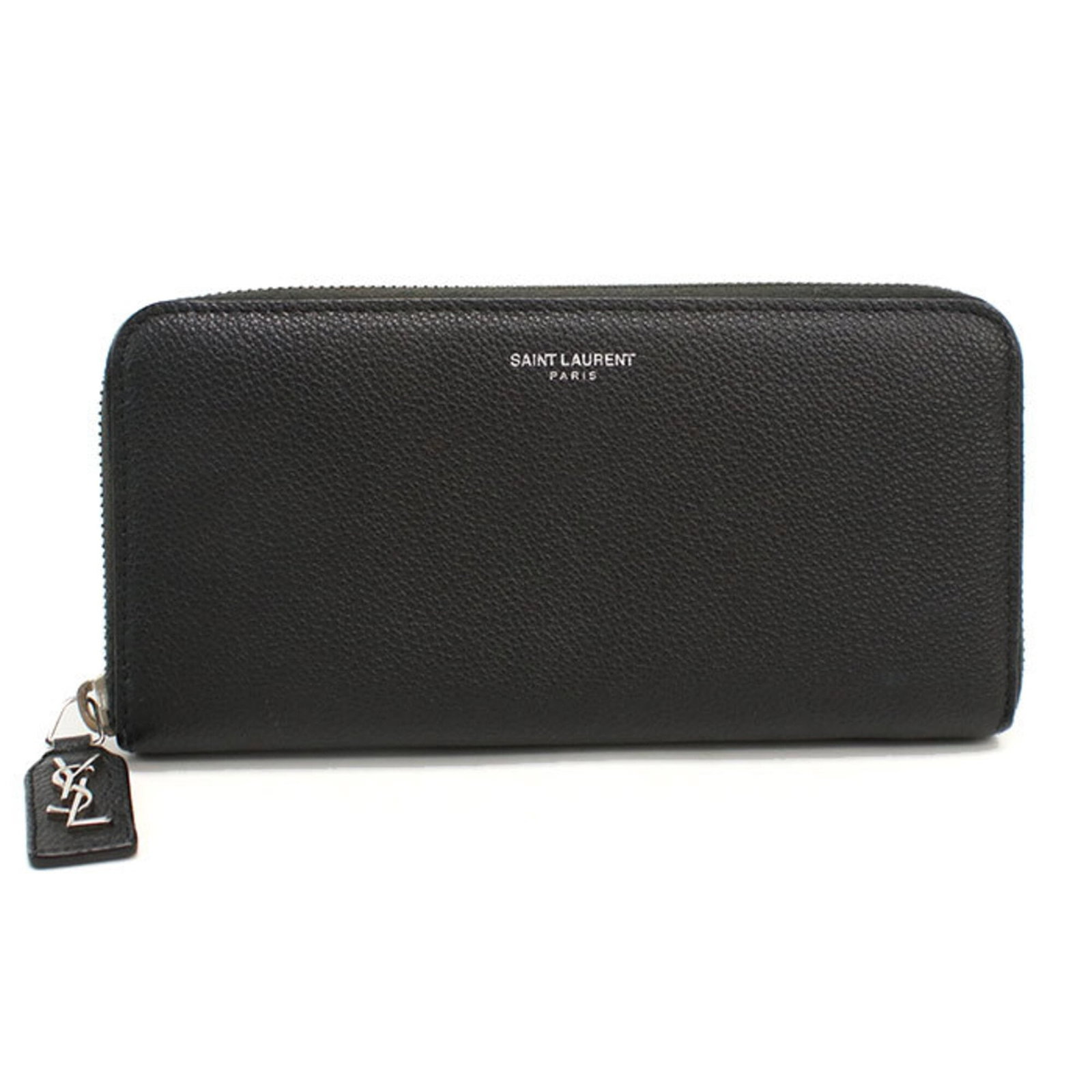 Saint Laurent Long Wallet (Bi-Fold) Leather: Saint Laurent Long Wallet (Bi-Fold) Leather The Saint Laurent Long Wallet (Bi-Fold) Leather boasts sleek, modern design with its black calfskin material and slim profile. Measuring 9cm x 19cm x 2cm, i