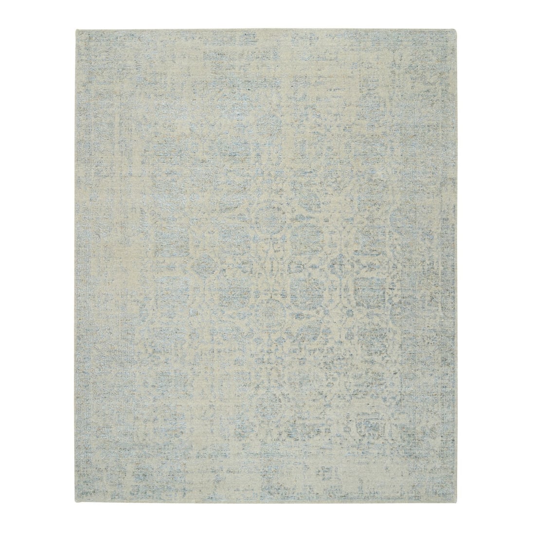 8'1"x10' Gray Jacquard Hand Loomed Wool and Silk Tebraz Design Rug: 8'1"x10' Gray Jacquard Hand Loomed Wool and Silk Tebraz Design Rug The 8'1"x10' Gray Jacquard Hand Loomed Wool and Silk Tebraz Design Rug boasts an impressive hand-loomed construction, showcasing a un