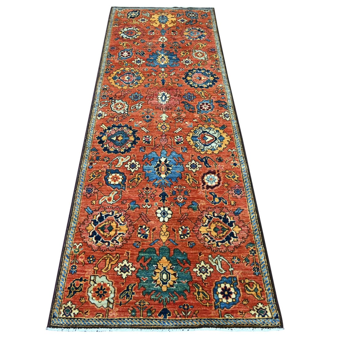 2'10"x8'2" Red Northwest Zoroastrian Design Wool Hand Knotted Runner Rug (1 of 6)