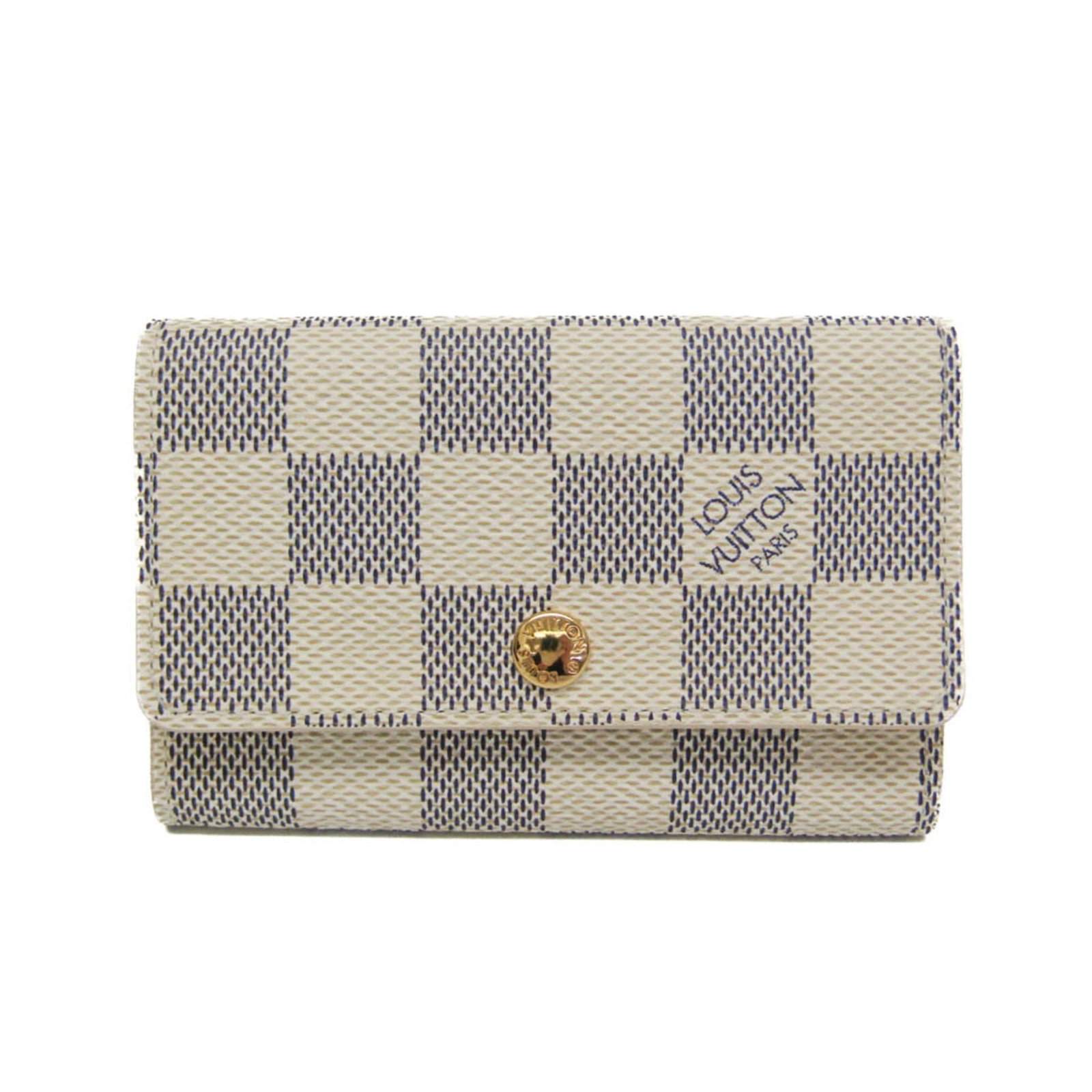 Damier Azur Keycase By Louis Vuitton: Damier Azur Keycase By Louis Vuitton Damier Azur Keycase by Louis Vuitton - A stylish and functional accessory featuring the iconic Damier Azur pattern, this keycase boasts a sleek design with six sna