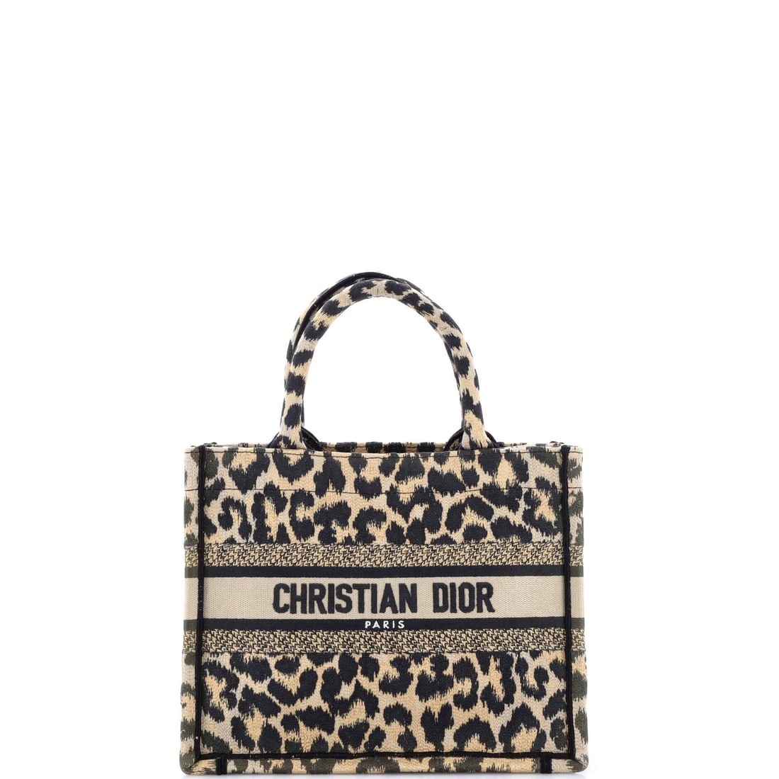 Canvas embroidered tote book small Christian Dior: Canvas embroidered tote book small Christian Dior Small Christian Dior canvas embroidered book tote in brown, featuring a classic design with subtle embroidery details. The exterior shows signs of