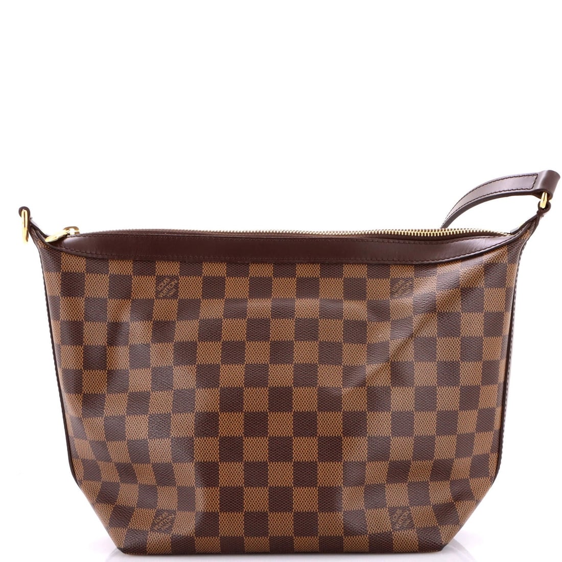 Louis Vuitton Illovo Handbag Damier: Louis Vuitton Illovo Handbag Damier Canvas Coated Louis Vuitton Illovo Handbag Damier in Brown, featuring a classic hobos style with gold hardware and red interior. The bag boasts a timeless design wi