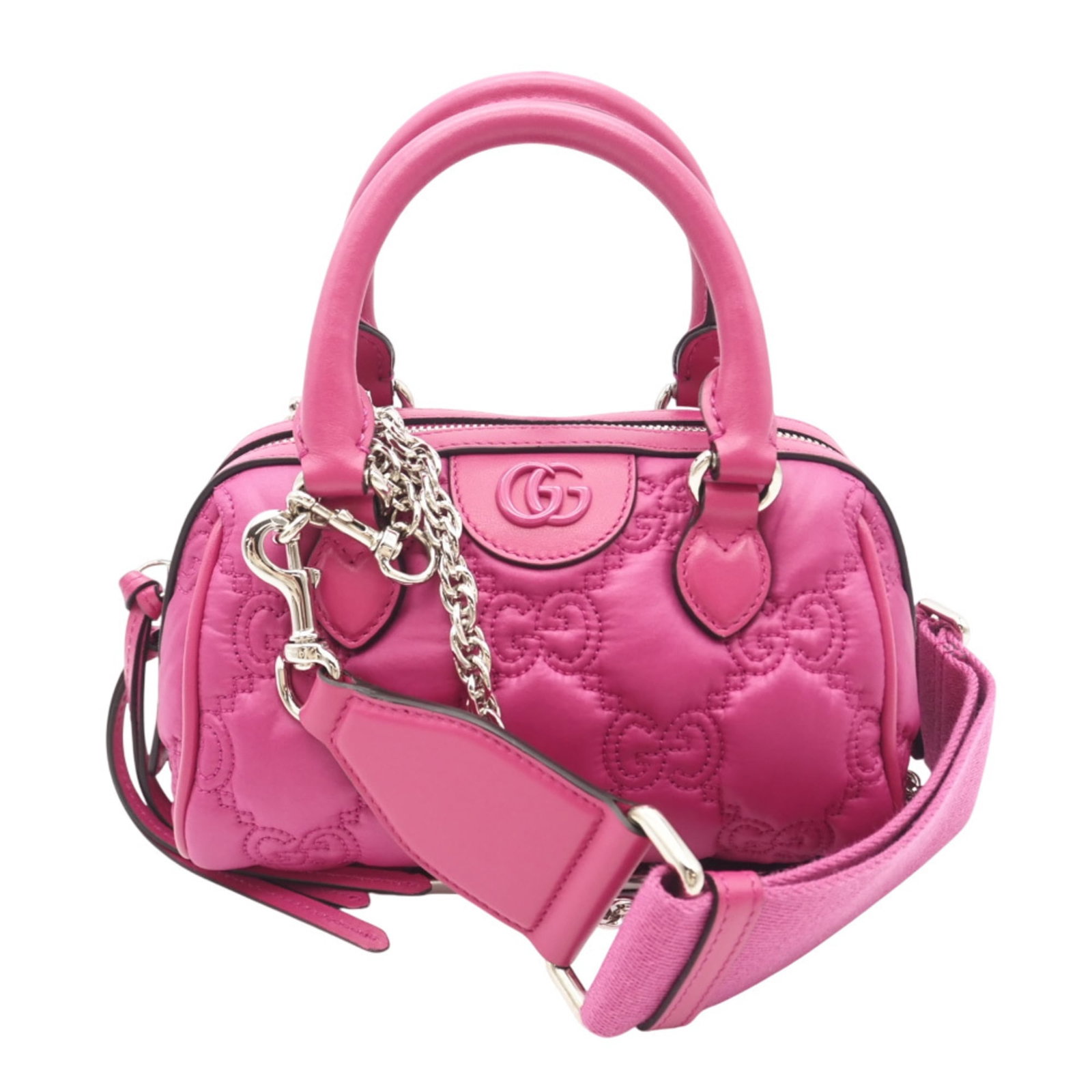 Gucci Handbag Nylon: Gucci Handbag Nylon This Gucci handbag features a bold pink color and is made from high-quality nylon. The bag measures 11cm x 20cm x 10.5cm, making it a compact and stylish accessory for women on-the