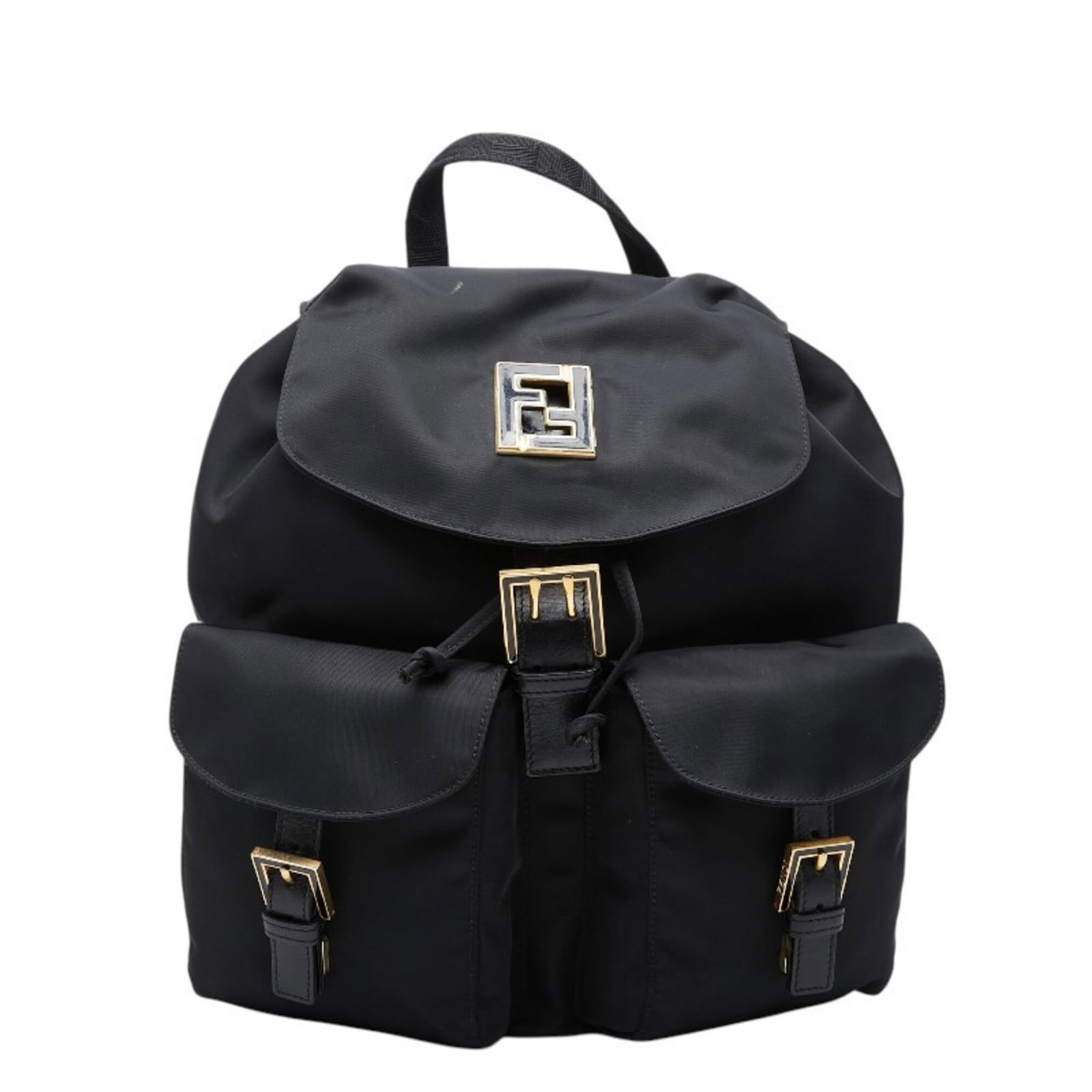 Fendi Backpack Nylon Leather: Fendi Backpack Nylon Leather The Fendi Backpack Nylon Leather features a sleek black design with high-quality nylon and leather materials, making it a stylish and durable accessory. Measuring 34cm x