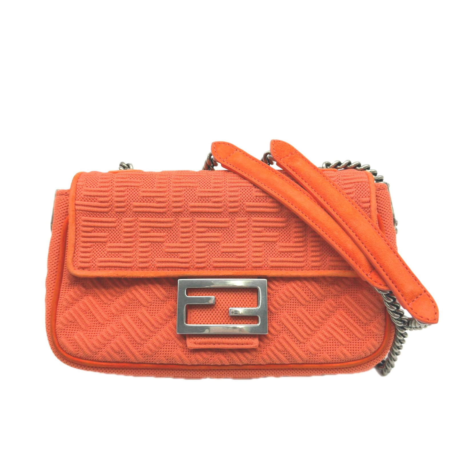 Shoulder Bag Canvas By Fendi: Shoulder Bag Canvas By Fendi Orange canvas shoulder bag by Fendi, featuring a flap closure and adjustable straps. Measuring 13.5cm x 22cm x 6.5cm, it has a handle length of 67.5cm and strap length of 
