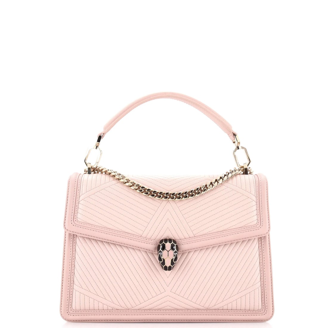 Serpenti Quilted Leather Bag Forever Medium Shoulder: Serpenti Quilted Leather Bag Forever Medium Shoulder The Bvlgari Serpenti Quilted Leather Bag Forever Medium Shoulder boasts a striking pink exterior with quilted leather details, adding a touch of el