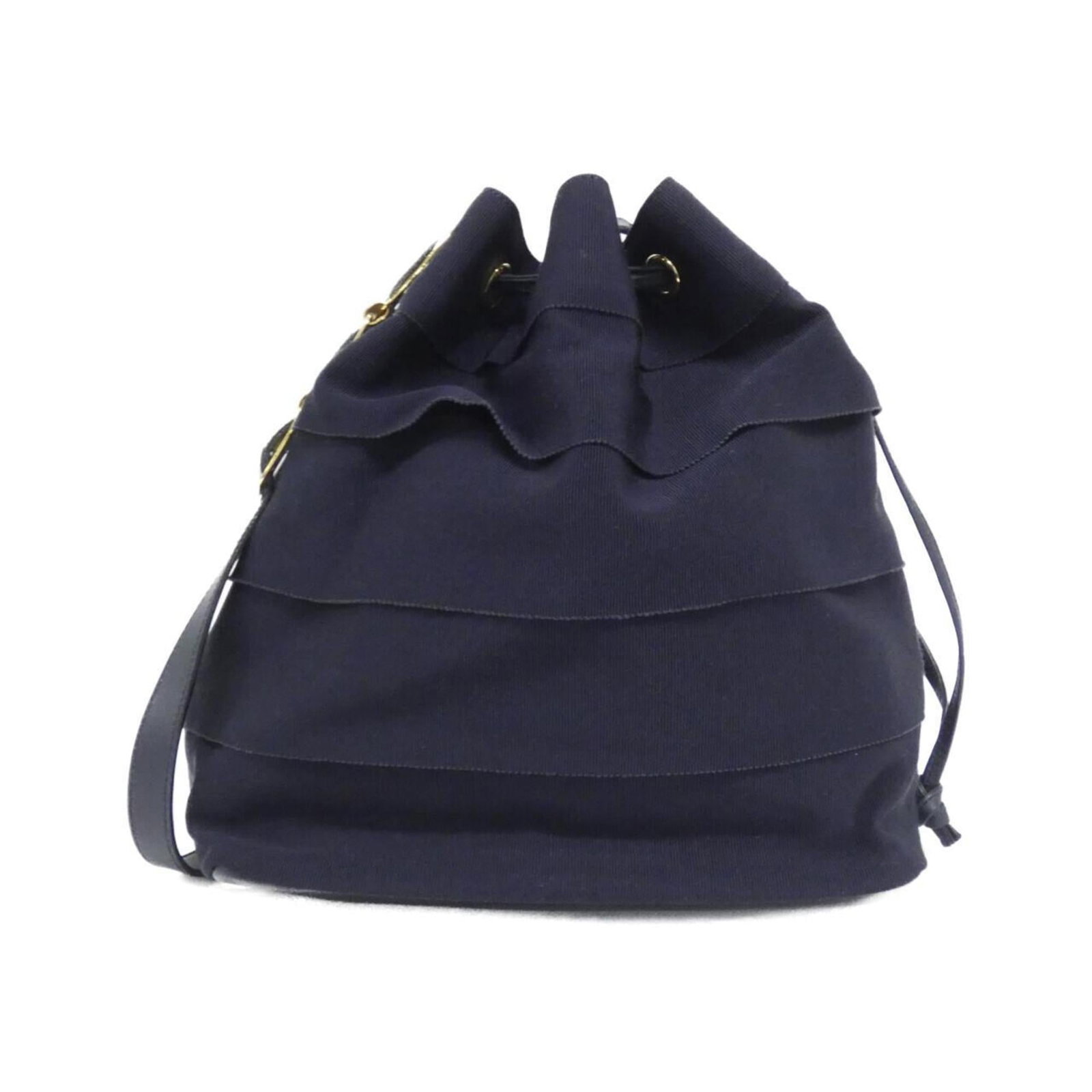 Ferragamo Leather Canvas Shoulder Bag: Ferragamo Leather Canvas Shoulder Bag Canvas and leather combine in this navy shoulder bag from Salvatore Ferragamo. Measuring 29cm x 25cm x 12cm, it features a classic design with clean lines and min