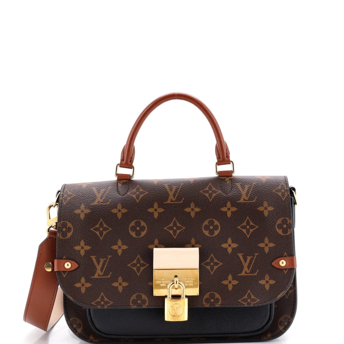 Canvas monogram handbag leather Vuitton Vaugirard Louis: Canvas monogram handbag leather Vuitton Vaugirard Louis Canvas monogram handbag with leather exterior, featuring the iconic Vaugirard style from Louis Vuitton. This black canvas-coated leather top han