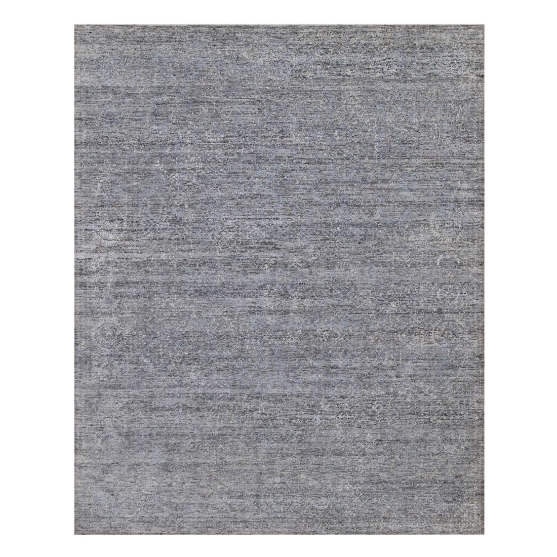 8'x10' Dove Gray Wool Rug Tone on Tone Design Modern Hand Knotted Oriental: 8'x10' Dove Gray Wool Rug Tone on Tone Design Modern Hand Knotted Oriental Dove Gray Wool Rug Features a Tone on Tone Design in Modern Hand Knotted Oriental Style. Made from High-Quality Wool, This 8'