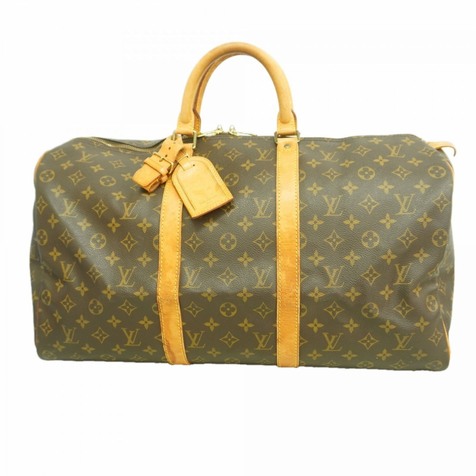 Boston Bag by Louis Vuitton: Boston Bag by Louis Vuitton Boston Bag by Louis Vuitton, with its classic design and timeless appeal, boasts a rich brown color and durable dimensions (28.5cm x 50cm x 22cm). This iconic bag is crafte