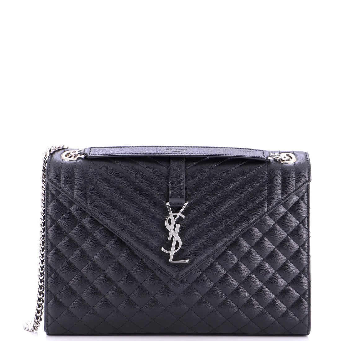 Monogram Classic Large Leather Matelasse Satchel Envelope Saint Laurent: Monogram Classic Large Leather Matelasse Satchel Envelope Saint Laurent Classic Monogram Envelope Satchel. Made from mixed matelasse leather, this large shoulder bag features the iconic Saint Laurent 