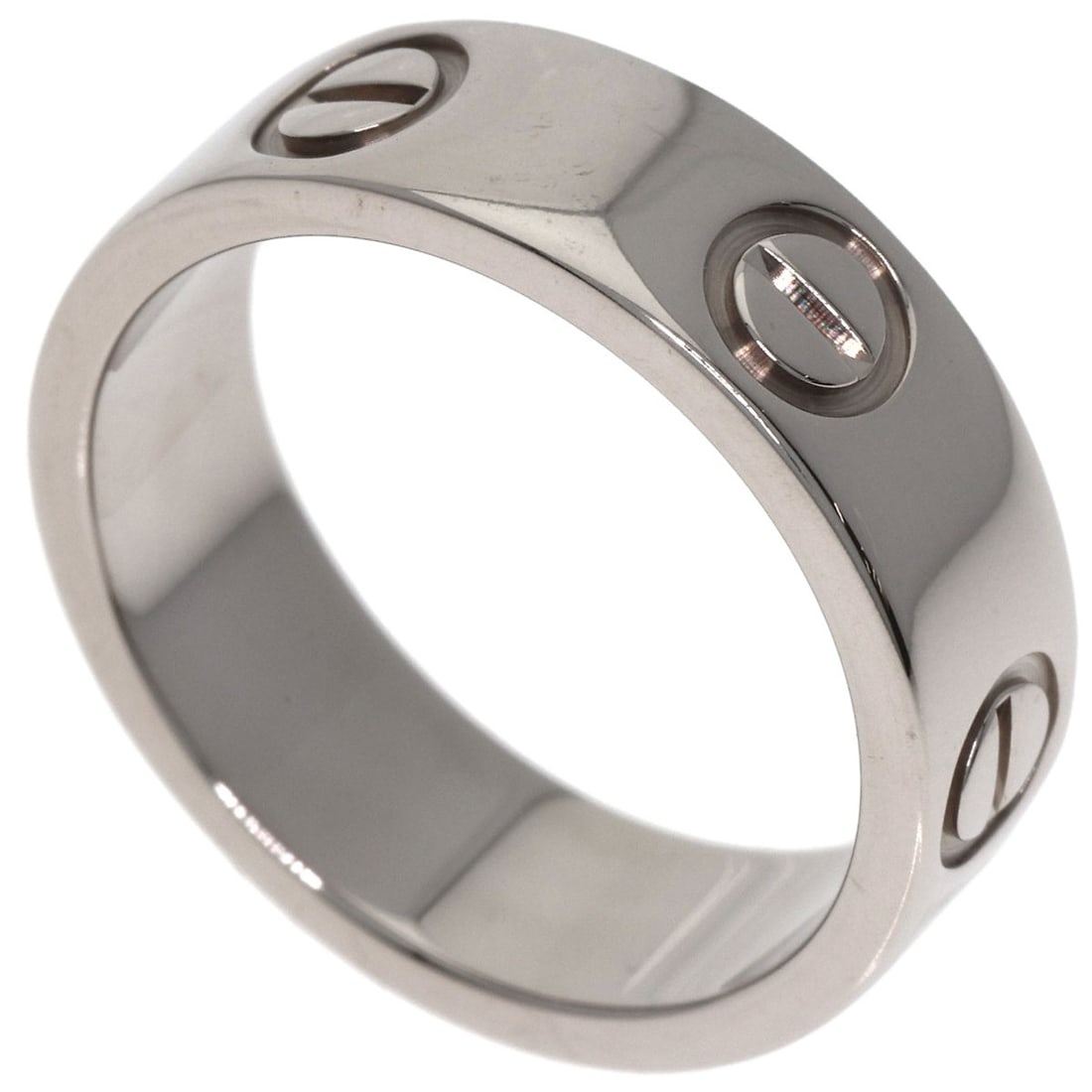 Cartier Love Ring #49 Ring K18 White Gold: Cartier Love Ring #49 Ring K18 White Gold Cartier's K18 White Gold Love Ring #49 boasts sleek, silver-toned elegance in a classic ring design. This piece features the iconic Cartier signature and is c