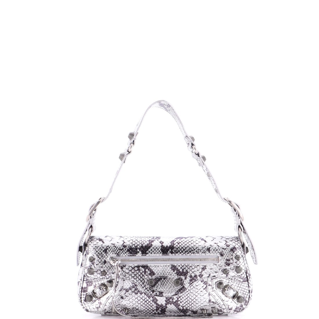 Giant Python Studs Sling Bag Leather Embossed Balenciaga XS: Giant Python Studs Sling Bag Leather Embossed Balenciaga XS Python stud details on the exterior of this Balenciaga Le Cagole Giant Studs Sling Bag make it stand out. The metallic python embossed leath