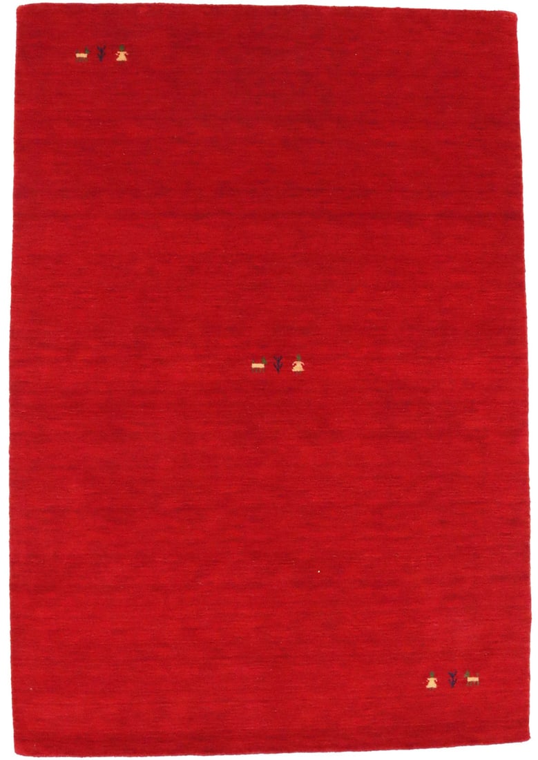 Handmade Gabbeh Modern Rug 4X6 Ft Cherry Red Tribal Design Bedroom Decor Carpet Hand-Knotted: Handmade Gabbeh Modern Rug 4X6 Ft Cherry Red Tribal Design Bedroom Decor Carpet Hand-Knotted Handmade Gabbeh Modern Rug in Cherry Red Tribal Design - A stunning, hand-knotted wool rug with a thick pil