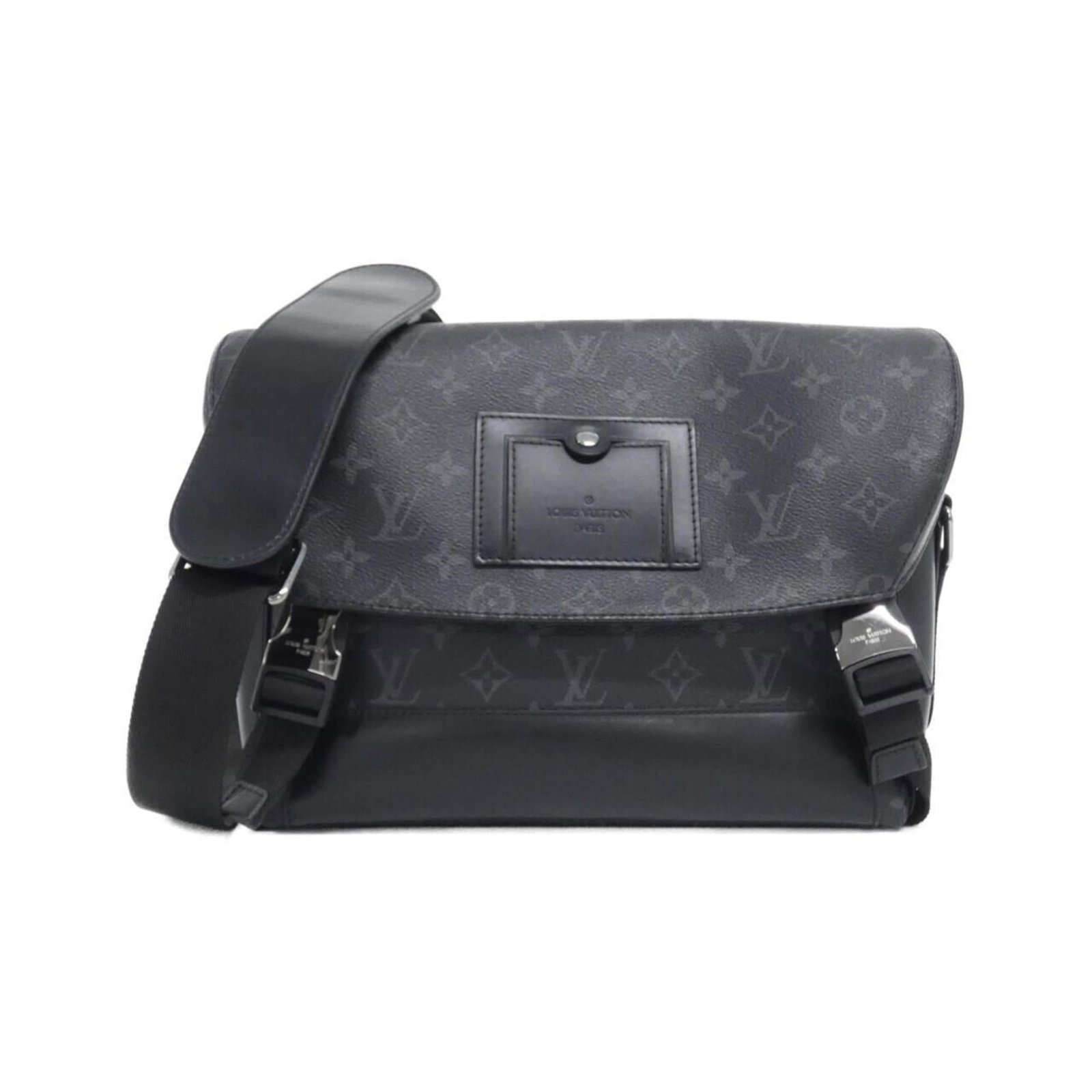 Coated Canvas Shoulder Bag By Louis Vuitton: Coated Canvas Shoulder Bag By Louis Vuitton Coated canvas shoulder bag by Louis Vuitton, featuring black coated canvas material and silver hardware. This stylish bag measures 23cm x 29cm x 10cm and bo