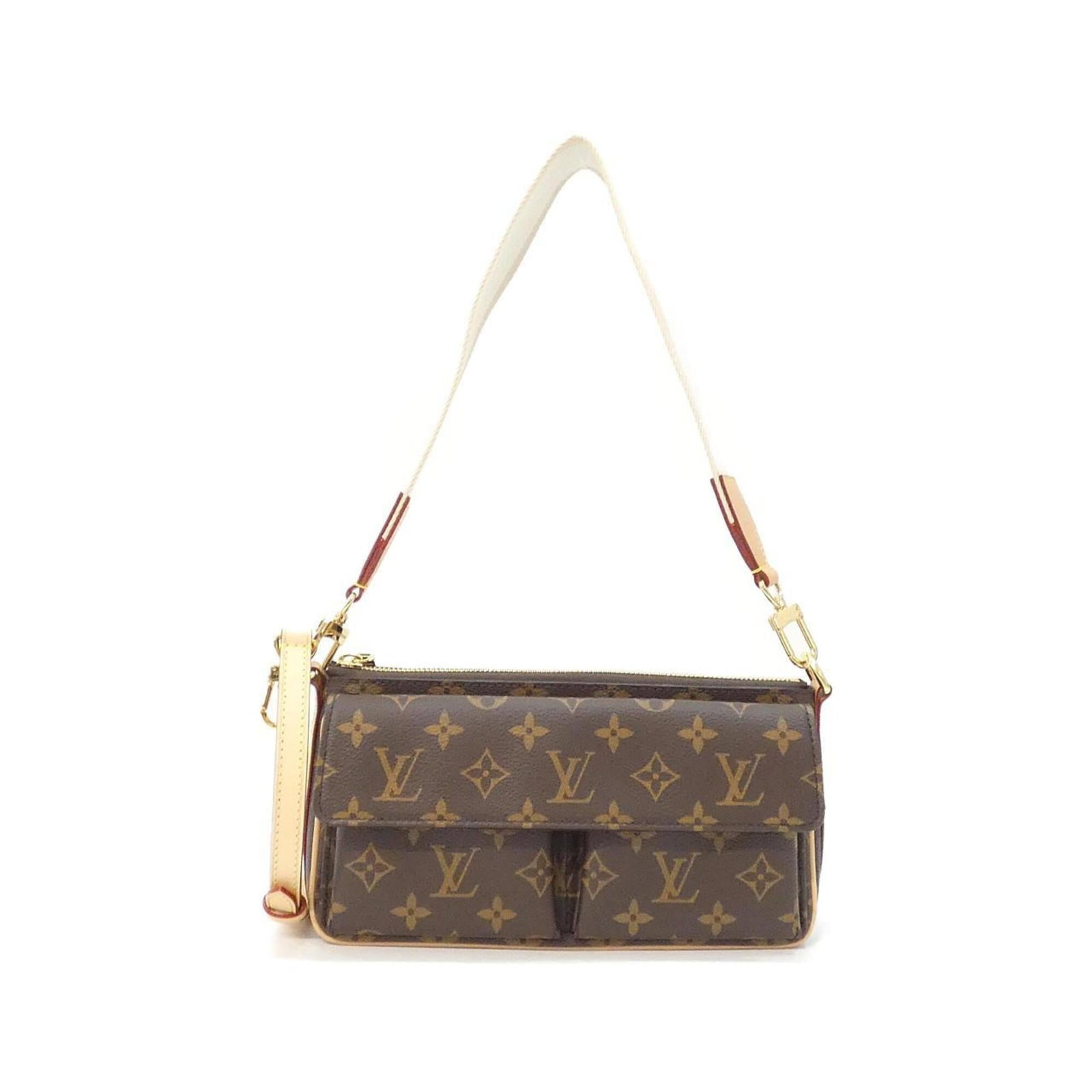 Monogram Louis Vuitton Shoulder Bag: Monogram Louis Vuitton Shoulder Bag Monogram Louis Vuitton Shoulder Bag features the iconic Monogram pattern in Marron color, complemented by gold-toned hardware. This stylish shoulder bag measures 15