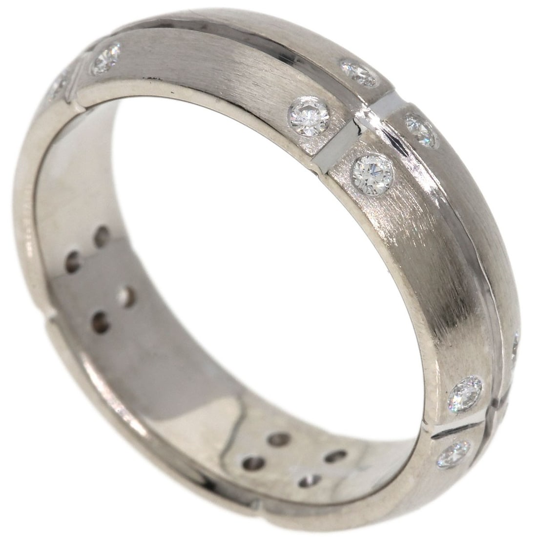 Tiffany&Co Streammerica Diamond Ring K18 White Gold: Tiffany&Co Streammerica Diamond Ring K18 White Gold K18 White Gold Diamond Ring in Silver Finish from Tiffany&Co. This stylish ring features a diamond main stone set in K18 white gold, with a sleek si
