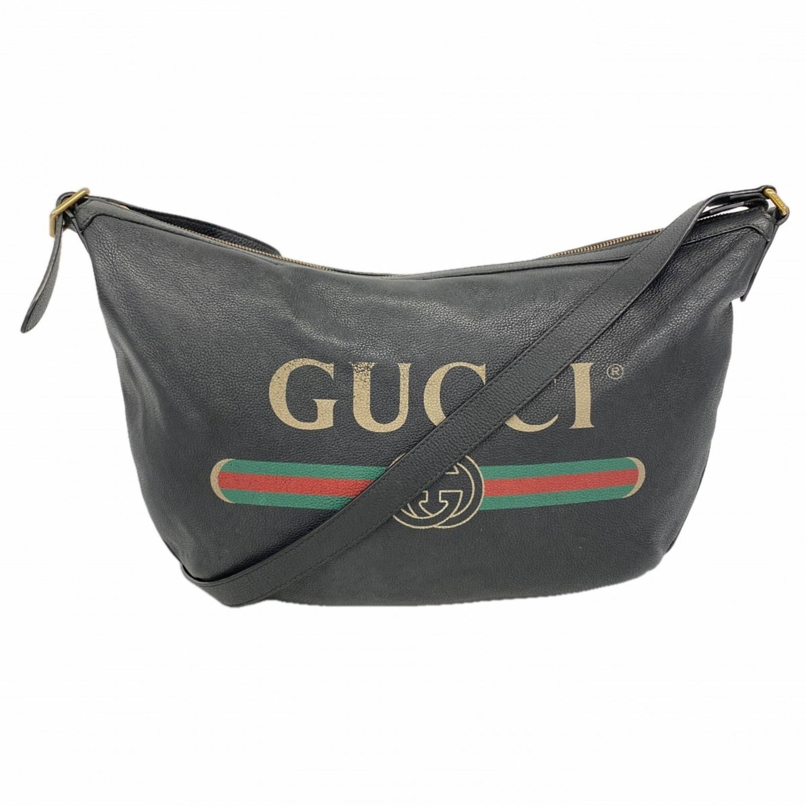 Shoulder Bag Leather: Shoulder Bag Leather The Gucci MPN 523588 Shoulder Bag is crafted from rich black leather, adorned with elegant gold hardware. Measuring 29.5cm x 46cm x 7cm, it offers a stylish and spacious design. T