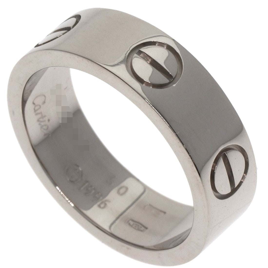 Love Ring by Cartier K18 Gold White: Love Ring by Cartier K18 Gold White K18 White Gold Cartier Love Ring in Silver Finish. This elegant ring features K18 gold construction and a silver finish, showcasing the brand's signature style. The