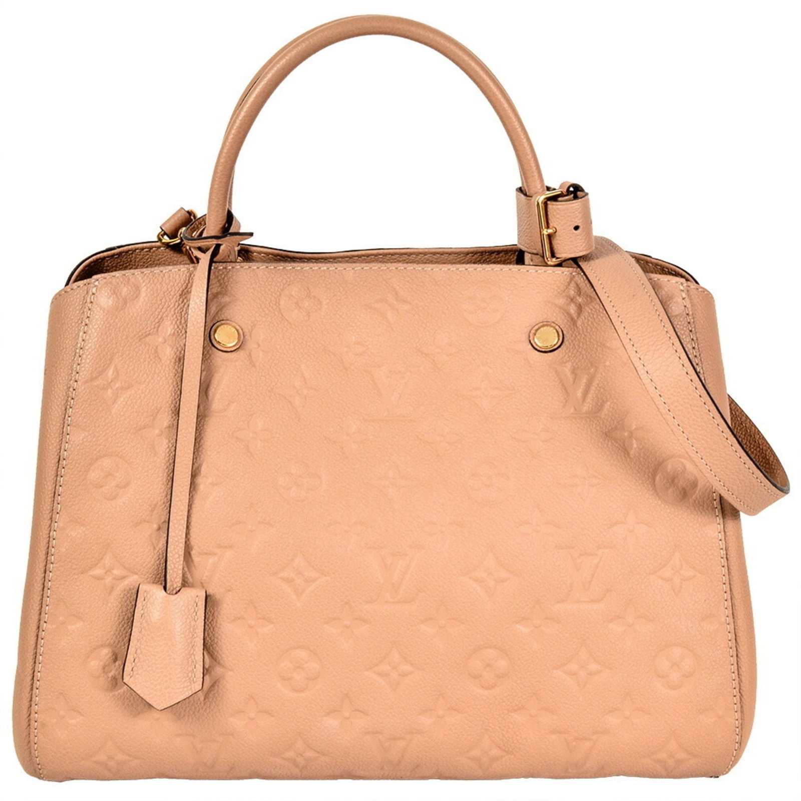 Louis Vuitton Handbag Monogram Empreinte: Louis Vuitton Handbag Monogram Empreinte Monogram Empreinte handbag in Dune color, featuring the iconic Louis Vuitton design. This stylish bag comes with a clochette, padlock, and adjustable shoulder 