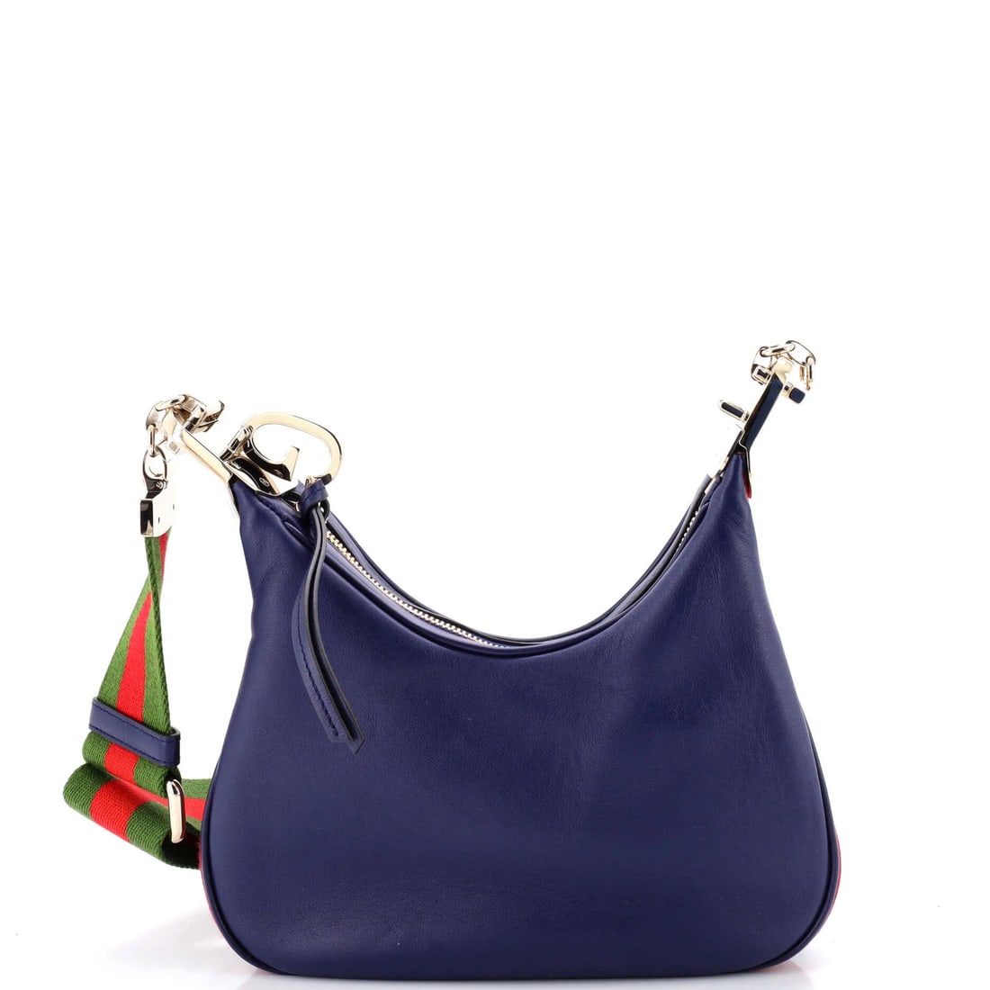 Gucci Attache Shoulder Bag Leather Small: Gucci Attache Shoulder Bag Leather Small Small but stylish, this Gucci Attache Shoulder Bag features faux leather exterior in blue, with neutral interior and gold tone hardware. Minor scuffs and creas