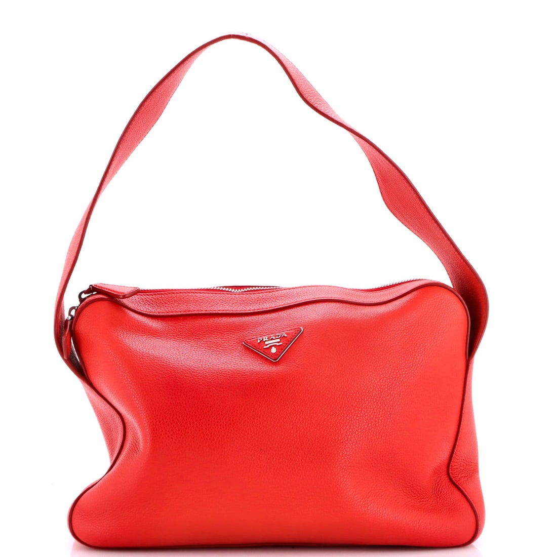 Top Vitello Daino Medium Shoulder Bag by Prada: Top Vitello Daino Medium Shoulder Bag by Prada Top Vitello Daino Medium Shoulder Bag by Prada, featuring rich red leather exterior and neutral suede interior, showcases the brand's signature style. Me